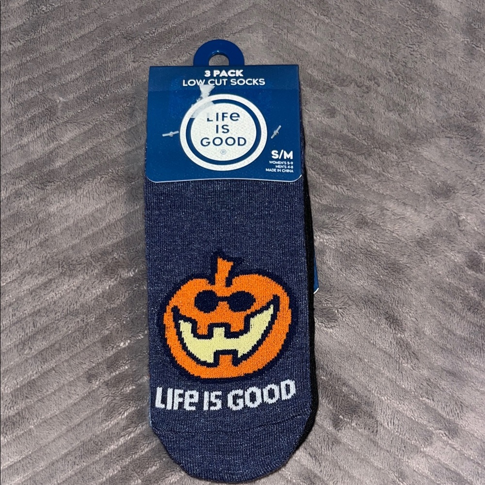 Life Is Good Navy Pumpkin Socks